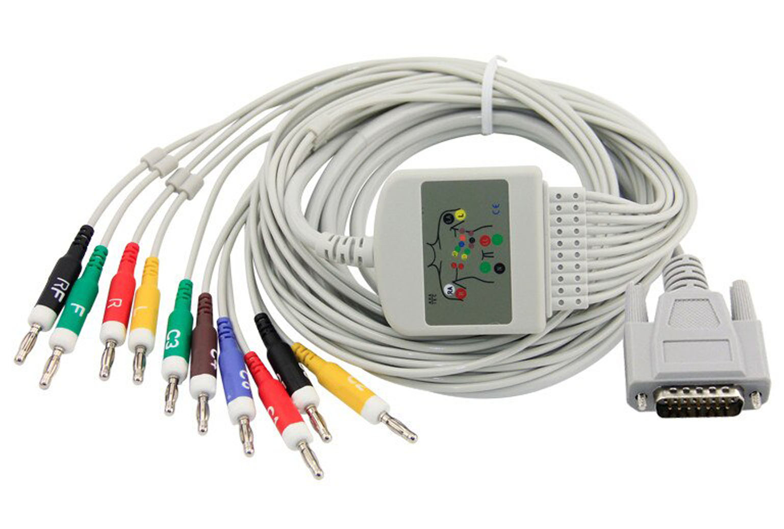 ЭКГ кабель пациента для Shenzhen Carewell Electronics ECG-1101, ECG-1103, ECG-1112, ECG-T12, (оригинальня распиновка), штекер banana 4мм