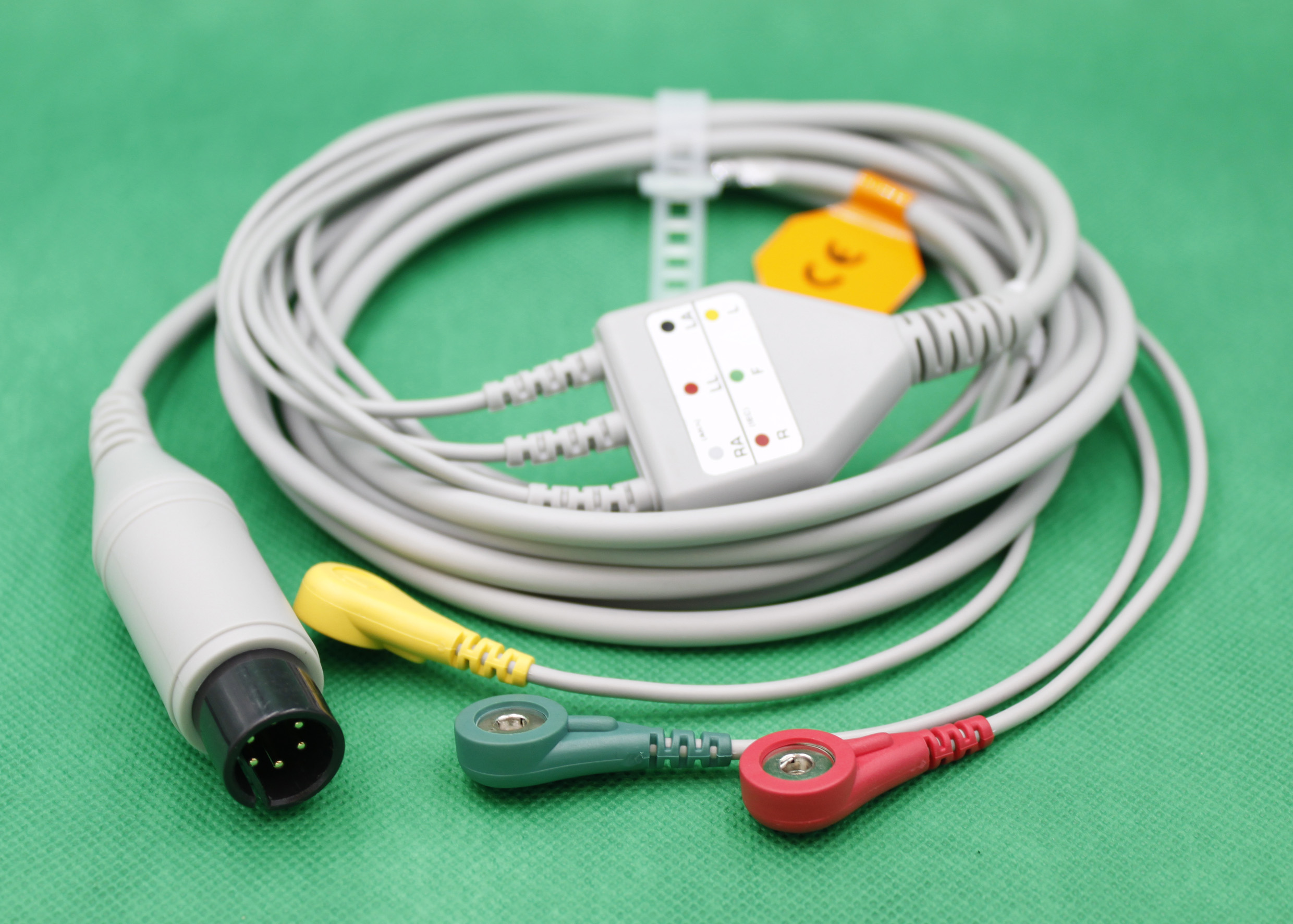 ЭКГ кабель пациента для Biolight M66, M69, 3 отведения, разъем 6pin, кнопка