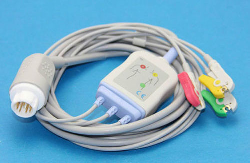 Цельный ЭКГ кабель пациента для Philips/HP 78352C, 7834C, 78834C, M1001A/B, M1722A/B, M1723A/B, M2475B, M3000A, M3001A, M4735A, 3 отведения, зажимы Clip, IEC