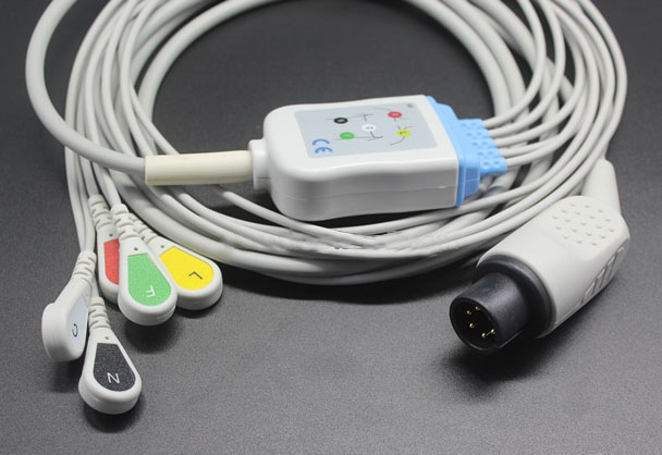 ЭКГ кабель пациента Goldway UT4000A, UT 4000F, UT6000A, G30, G40, 5 отведений, 6 pin, кнопки