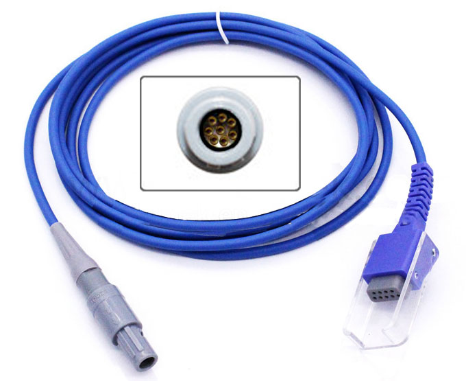 Удлинительный кабель адаптер SpO2 Comen C60, Star 8000D, Nellcor Oximax, 8 Pin