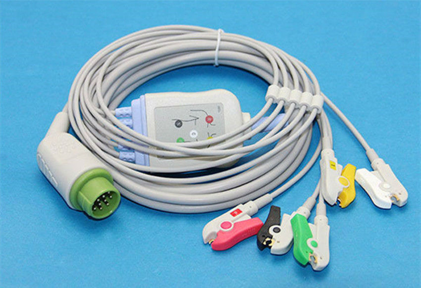 ЭКГ кабель пациента для монитора пациента Biolight M7000, M8000, M9000, M9500, 5 отведений, клипса