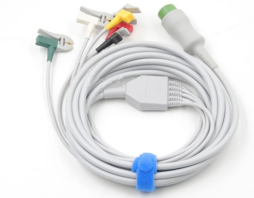 ЭКГ кабель отведений для монитора пациента Mindray BeneView T5, T6, T8, IPM9800, iMEC 8, iMEC 10, iMEC 12,   Beneheart D3, D6, 5 отведений, зажим