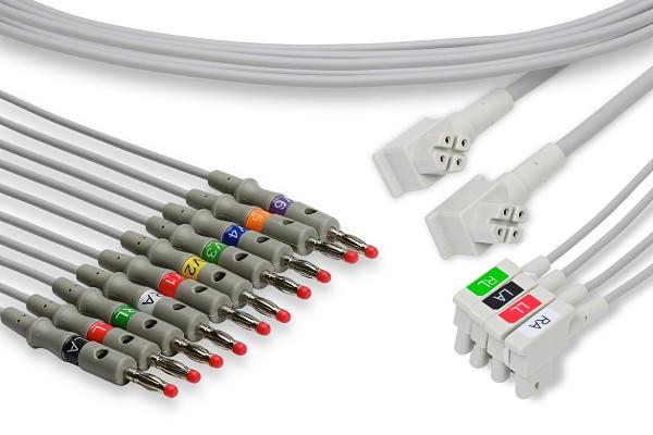 ЭКГ кабель отведений Philips PageWriter TC30, TC50, TC70, 10 отведений, штекер 4мм, 989803151631