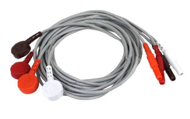 ЭКГ кабель пациента для суточного монитора по Холтеру SpaceLabs EVO, 4 отведения, кнопки