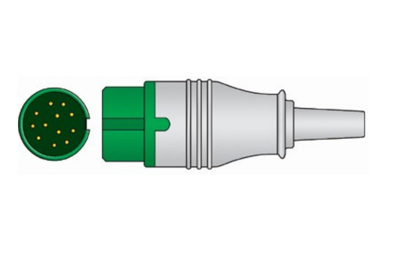 ЭКГ кабель отведений для монитора пациента Comen C50, C60, C70, C80, STAR 8000A (2018 г.в.), STAR 8000D (после 2015 г.в.), 3 отведений, кнопки