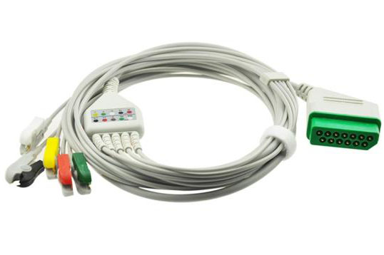 ЭКГ кабель для монитора пациента Nihon Kohden BSM-2301, 2303, BSM-2351, BSM-2351K, 2353, 4101, 4103, 4111, 4113, Life Scope P, Life Scope L, LifeScope I, Vismo, 5 отведений, IEC, зажим Clip