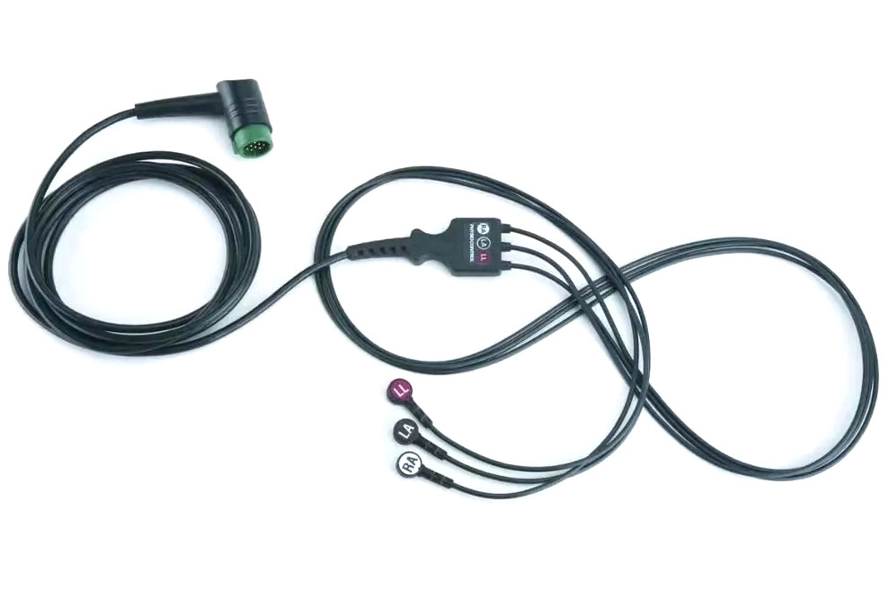 ЭКГ кабель пациента для дефибриллятора Physio-Control Lifepak 20/20e, 11110-000029, оригинал, 3 отведения, кнопки