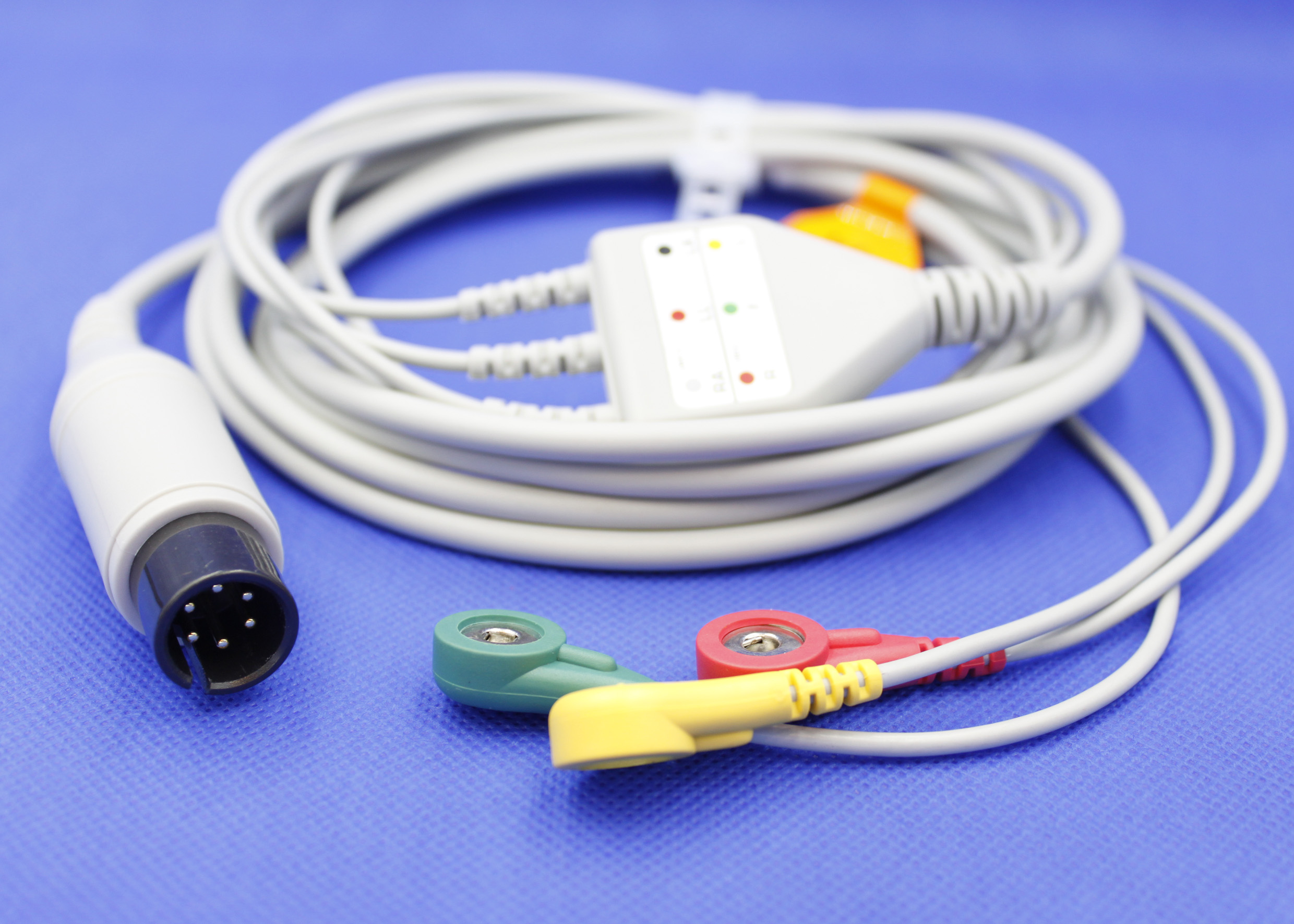 ЭКГ кабель пациента для Comen STAR, 5000B, 8000A (кроме 2018г.в.), 8000B, 8000C (до 2015г включительно), 8000D, 3 отведения, разъем 6pin, кнопка