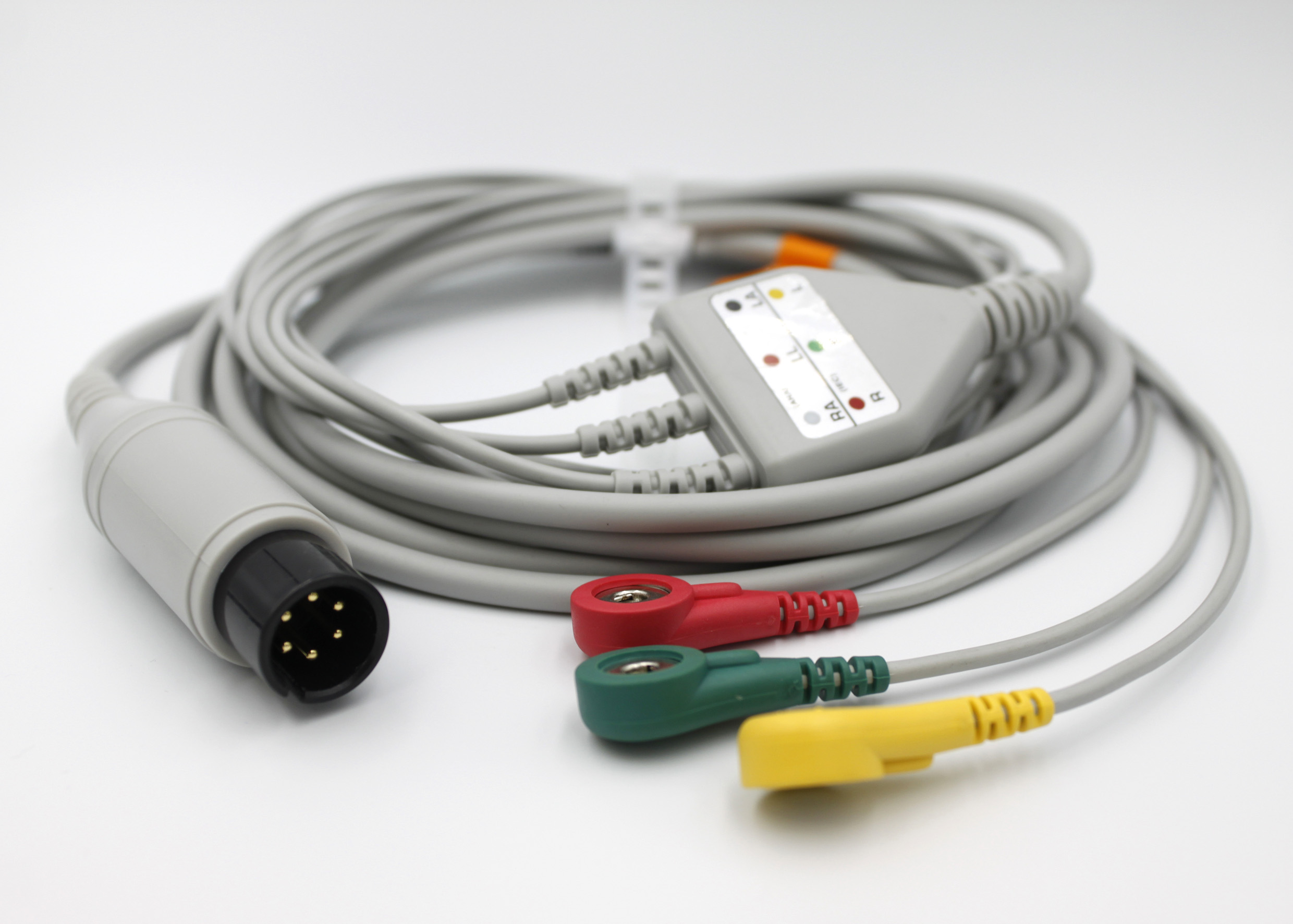 ЭКГ кабель пациента для ZOLL M Series, E Series R Series, D900, PD1200, PD1400, PD1600, PD1700, PD2000, OEM: 8000-0025, 9500-0229, 3 отведения, разъем 6pin, кнопка