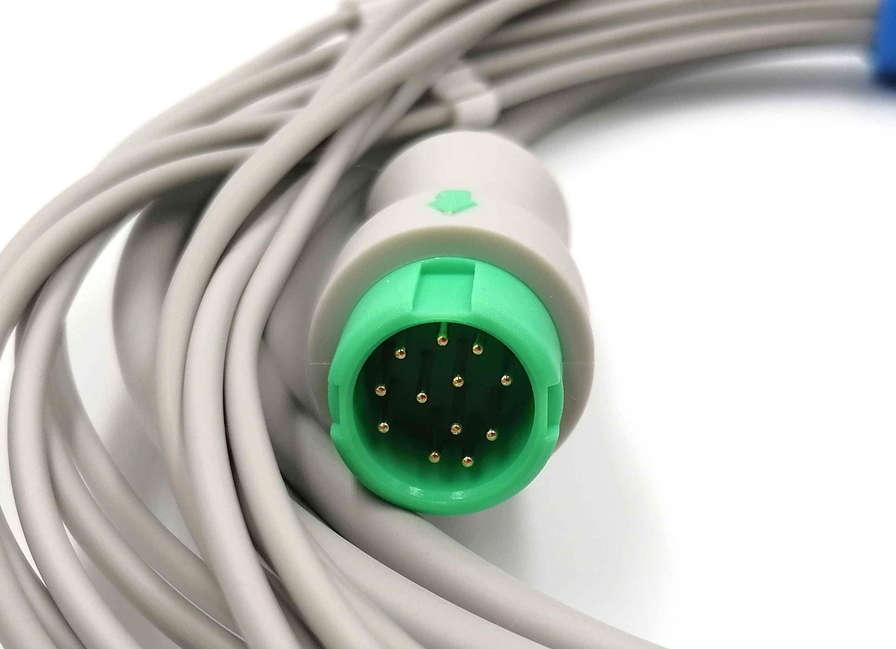 Цельный ЭКГ кабель пациента для Mindray BeneView T1, T5, T6, T8, T9, iMEC 10, DPM6, DPM7, Beneheart D3, D6, iPM-9800, iPM 8, iPM 10, iPM 12, 0010-30-42721, разъем 12Pins, 5 отведений, кнопки Snap