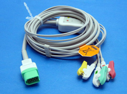 ЭКГ кабель пациента для Datascope Passport V, V12, V21, 12 Pin, 3 отведения, Зажим Clip, IEC