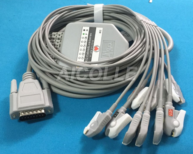 ЭКГ кабель пациента для Nihon Kohden EKG-10CA/B-01, (BJ-903D/BA-903D), зажимы для одноразовых электродов