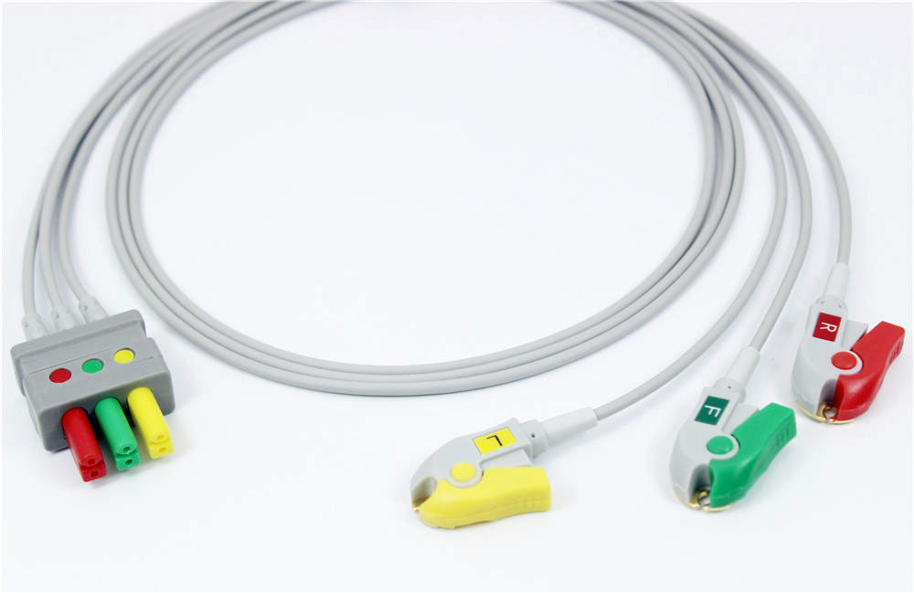 ЭКГ кабель для монитора пациента Draeger-Siemens  Sirecust SC6002, SC9000, Vista 120, 3 отведения, зажимы, IEC
