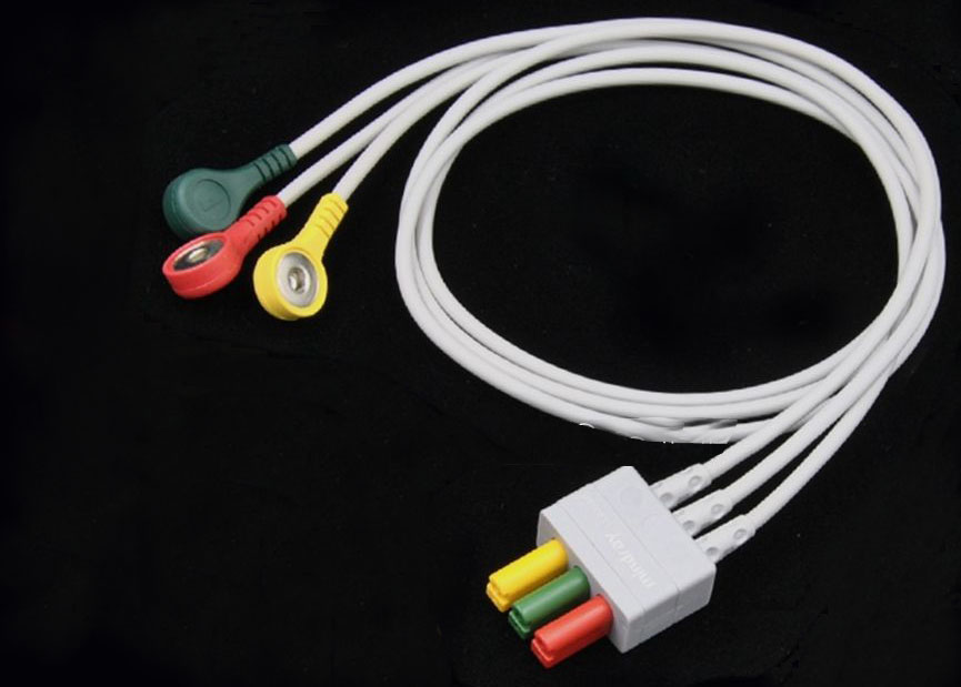 ЭКГ кабель отведений для монитора пациента Mindray PM7000, PM8000, PM9000, T5, T6, iPM 9800, (0010-30-42733), 3 отведения, кнопки