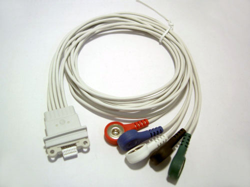 ЭКГ кабели отведений для суточного монитора Schiller Medilog FD5 Plus, AR4 Plus, AR12 Plus, DARWIN2, (2.400160), 5 отведений, кнопка