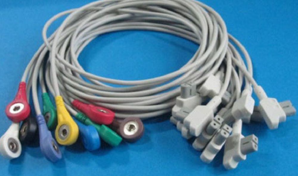 ЭКГ кабель отведений для монитора пациента GE Marquette AM4 Acquisition Module на мониторах включая MAC PC, MAC VU, MAC 6, MAC 8, MAC 12, MAC 15, CASE 12, CASE 15, CASE 16, MAX-Personal, MAX-1, CENTRA с AM4 или AM5 Acquisition Modules, коннектор: 6 pins, 2-ключа, 40 градусов