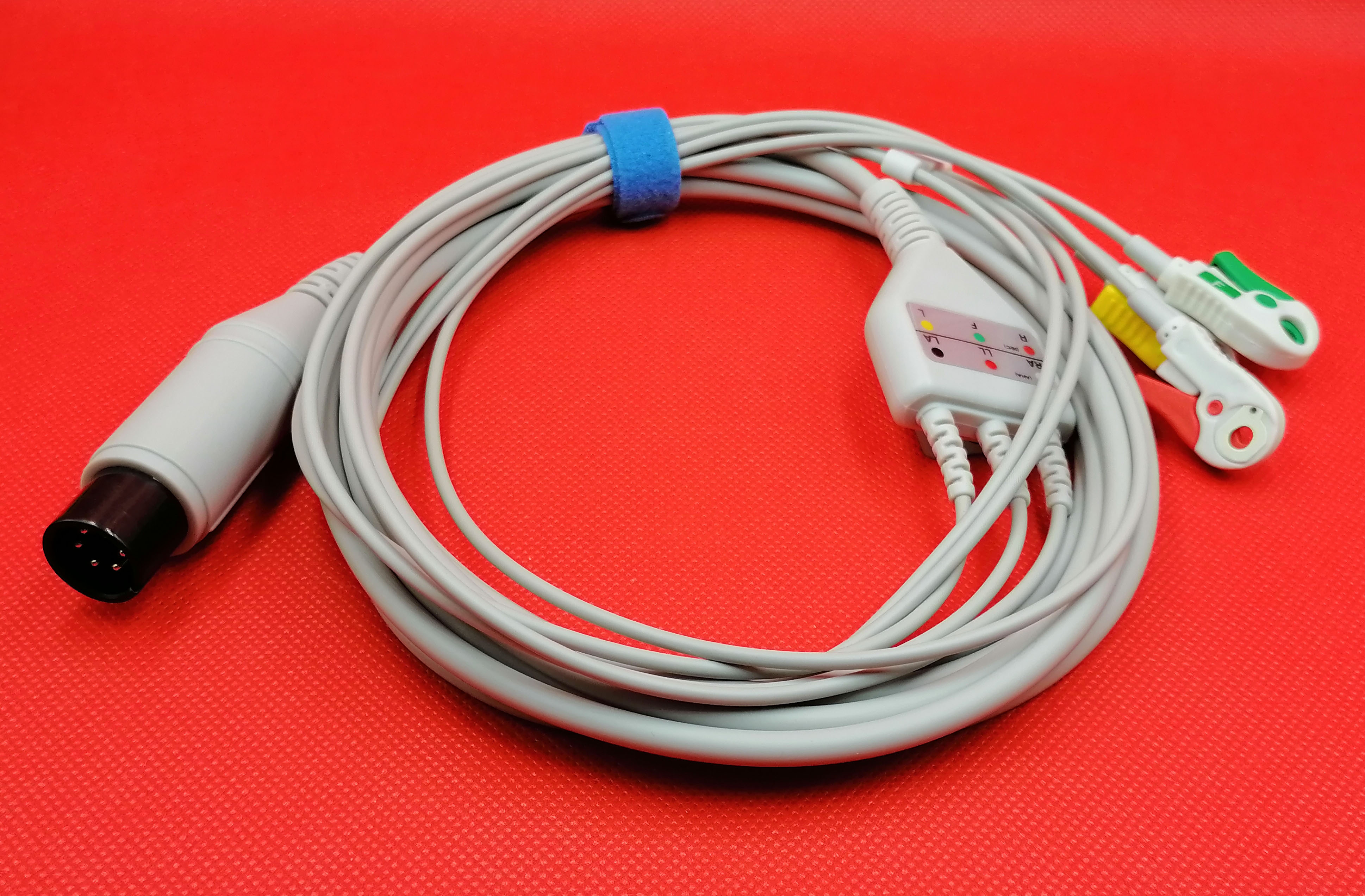 ЭКГ кабель пациента для Mindray MEC-1000, MEC-1200, MEC-2000, PM7000 PM8000 PM9000, 3 отведения, клипсы, IEC