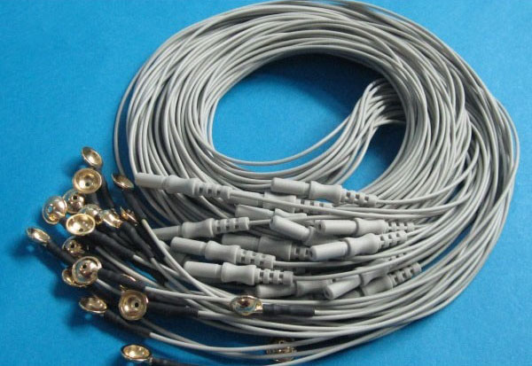 ЭЭГ кабели с чашечками серые Din 1.5 мм, 1.5 метра, 10 шт. в упаковке