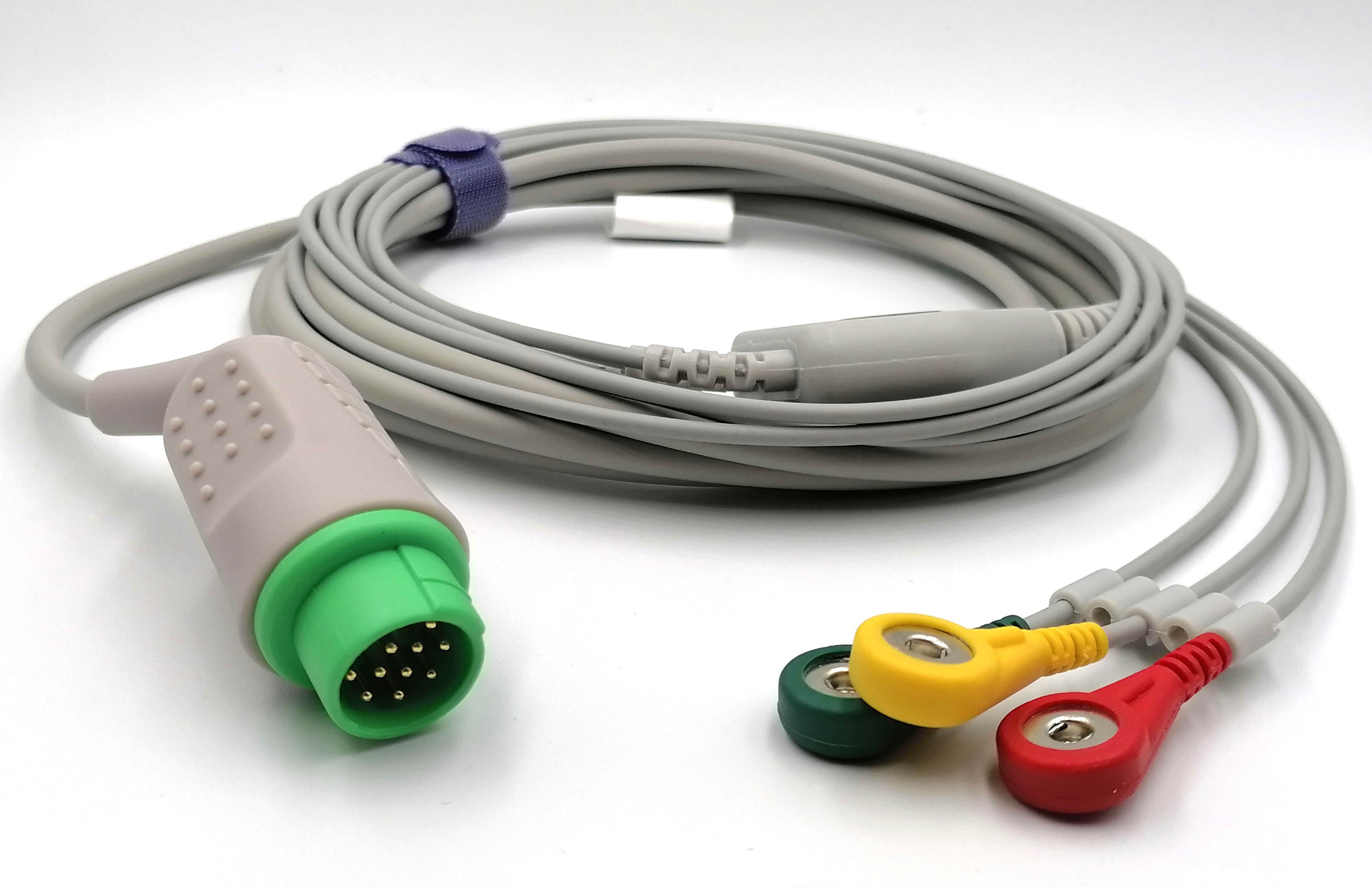ЭКГ кабель пациента для Schiller Argus LCM, LCM Plus, TM-7, 3 отведения, кнопки
