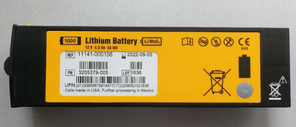 Аккумуляторная батарея для дефибриллятора Medtronic Lifepak 1000, 11141, LiMnO2, REF 11141-000156, 000156-3205379,-005, 3205379-005, 12V, 4.5Ah
